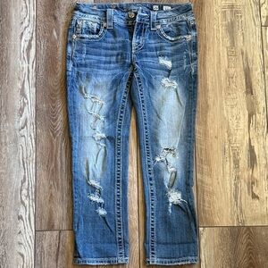 Miss Me Distressed Ankle Jeans - Blue